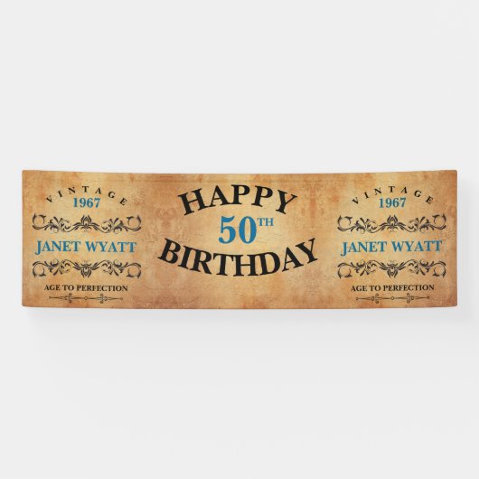 ヴィンテージ年齢の誕生日のデザイン 横断幕 (横)