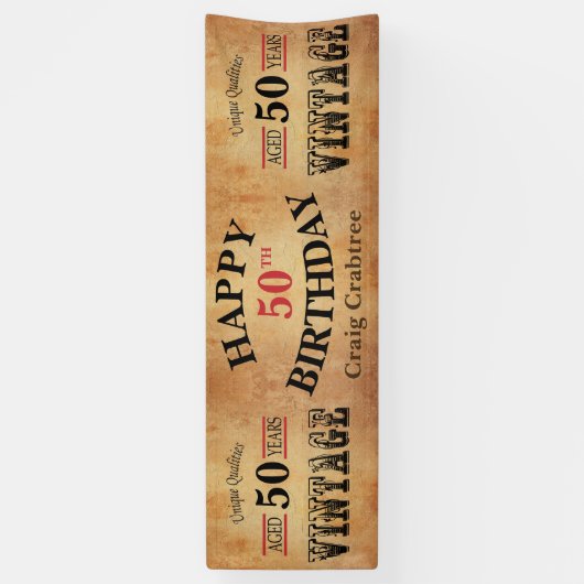 ヴィンテージ年齢の誕生日のデザイン 横断幕 (縦)
