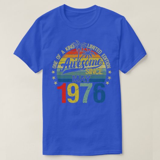 ヴィンテージ年5月1976年デコレーション誕生日 Tシャツ (デザイン正面)