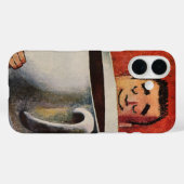 ヴィンテージ幸せな男が巨大なコップのコーヒーを飲む Case-Mate iPhoneケース (裏面 (横))