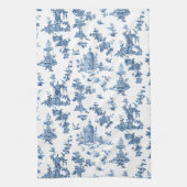 ヴィンテージ幻想的な噴水と木のトイルブルー キッチンタオル (縦)