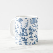 ヴィンテージ幻想的な噴水と木のトイルブルー コーヒーマグカップ (正面左)