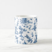 ヴィンテージ幻想的な噴水と木のトイルブルー コーヒーマグカップ (中央)