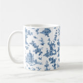 ヴィンテージ幻想的な噴水と木のトイルブルー コーヒーマグカップ (左)