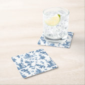 ヴィンテージ幻想的な噴水と木のトイルブルー スクエアペーパーコースター (インサイチュ)