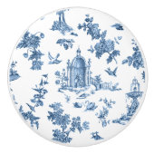 ヴィンテージ幻想的な噴水と木のトイルブルー セラミックノブ (正面)