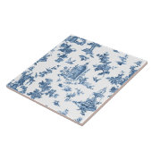 ヴィンテージ幻想的な噴水と木のトイルブルー タイル (側面)