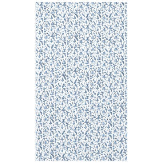 ヴィンテージ幻想的な噴水と木のトイルブルー テーブルクロス (正面)