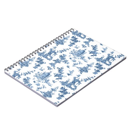 ヴィンテージ幻想的な噴水と木のトイルブルー ノートブック (左側)