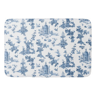 ヴィンテージ幻想的な噴水と木のトイルブルー バスマット