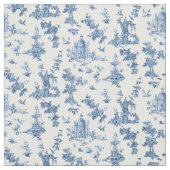 ヴィンテージ幻想的な噴水と木のトイルブルー ファブリック (見本)