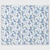 ヴィンテージ幻想的な噴水と木のトイルブルー ラッピングペーパー (フラット)