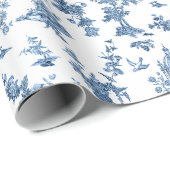 ヴィンテージ幻想的な噴水と木のトイルブルー ラッピングペーパー (ロールコーナー)