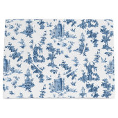 ヴィンテージ幻想的な噴水と木のトイルブルー ラージペーパーバッグ (正面)