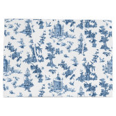 ヴィンテージ幻想的な噴水と木のトイルブルー ラージペーパーバッグ (裏面)