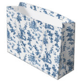 ヴィンテージ幻想的な噴水と木のトイルブルー ラージペーパーバッグ (裏面アングル)