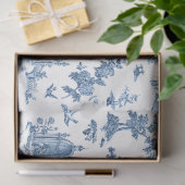 ヴィンテージ幻想的な噴水と木のトイルブルー 薄葉紙 (ギフト)