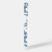 ヴィンテージ幻想的な噴水と木のトイルブルー iPhoneケース (右側面)