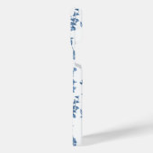 ヴィンテージ幻想的な噴水と木のトイルブルー iPhoneケース (左側面)