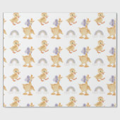 ヴィンテージ幼少期のアヒル、レインボー ラッピングペーパー (フラット)