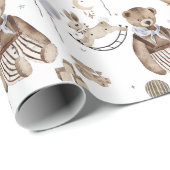 ヴィンテージ幼少期のクマのロッキングホース風船 ラッピングペーパー (ロールコーナー)