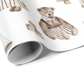 ヴィンテージ幼少期のクマ、引っ張る玩具、ブロック、ボート ラッピングペーパー (ロールコーナー)