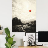 ヴィンテージ幼少期の思い出 – カイトを開いた少年 ポスター (ホームオフィス)