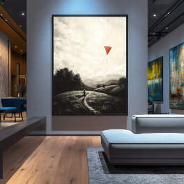 ヴィンテージ幼少期の思い出 – カイトを開いた少年 ポスター