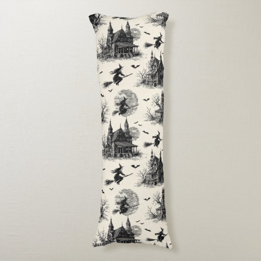 ヴィンテージ幽霊のよく出るハウスとウィッチトイレパターン(2) ボディピロー (正面縦)