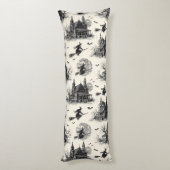 ヴィンテージ幽霊のよく出るハウスとウィッチトイレパターン(2) ボディピロー (裏面 (縦))