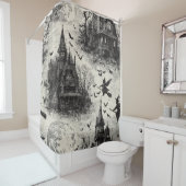 ヴィンテージ幽霊のよく出るハウスと魔女トイレパターン シャワーカーテン (インサイチュ)