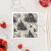 ヴィンテージ幽霊のよく出るハウスと魔女トイレパターン スタンダードカクテルナプキン (インサイチュ)