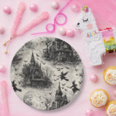 ヴィンテージ幽霊のよく出るハウスと魔女トイレパターン ペーパープレート (パーティー)