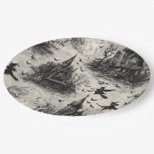 ヴィンテージ幽霊のよく出るハウスと魔女トイレパターン ペーパープレート (アングル)