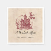 ヴィンテージ幽霊のよく出るハウスウィッチハローウィンパーティ スタンダードカクテルナプキン (正面)