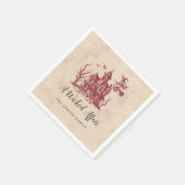 ヴィンテージ幽霊のよく出るハウスウィッチハローウィンパーティ スタンダードカクテルナプキン (角)