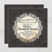 ヴィンテージ幽霊のよく出るハウスハロウィーン衣装パーティー 招待状 (正面/裏面)