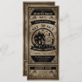 ヴィンテージ幽霊のよく出るハウスハローウィンパーティチケット 招待状 (正面/裏面)