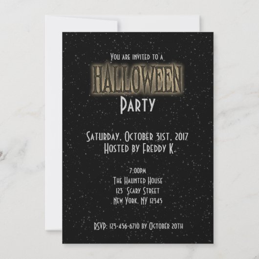 ヴィンテージ幽霊のよく出るハウスハローウィンパーティ招待状 招待状 (裏面)