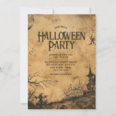 ヴィンテージ幽霊のよく出るハウスハローウィンパーティ 招待状 (正面)