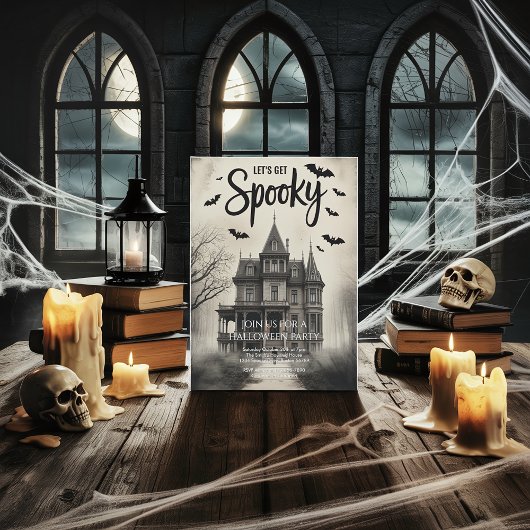 ヴィンテージ幽霊のよく出るハウスハローウィンパーティ 招待状