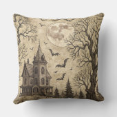ヴィンテージ幽霊のよく出るハウス&フルムーン クッション (裏面)
