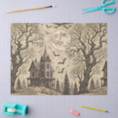 ヴィンテージ幽霊のよく出るハウス&フルムーン 薄葉紙 (クラフト)