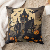 ヴィンテージ幽霊のよく出るハロウィーンハウス,カボチャ,こうもり クッション (ブランケット)