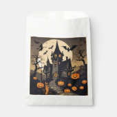 ヴィンテージ幽霊のよく出るハロウィーンハウス，カボチャ，こうもり フェイバーバッグ (正面)