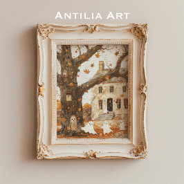 ヴィンテージ幽霊のよく出るハ絵を描ウスお洒落幽霊 ポスター