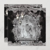 ヴィンテージ幽霊のよく出るレディハローウィンパーティ招待状 招待状 (正面/裏面)