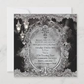 ヴィンテージ幽霊のよく出るレディハローウィンパーティ招待状 招待状 (裏面)