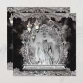 ヴィンテージ幽霊のよく出るレディハローウィンパーティ招待状 招待状 (正面/裏面)