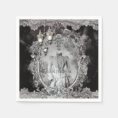 ヴィンテージ幽霊のよく出るレディーハロウィーンの衣装パーティー スタンダードカクテルナプキン (正面)